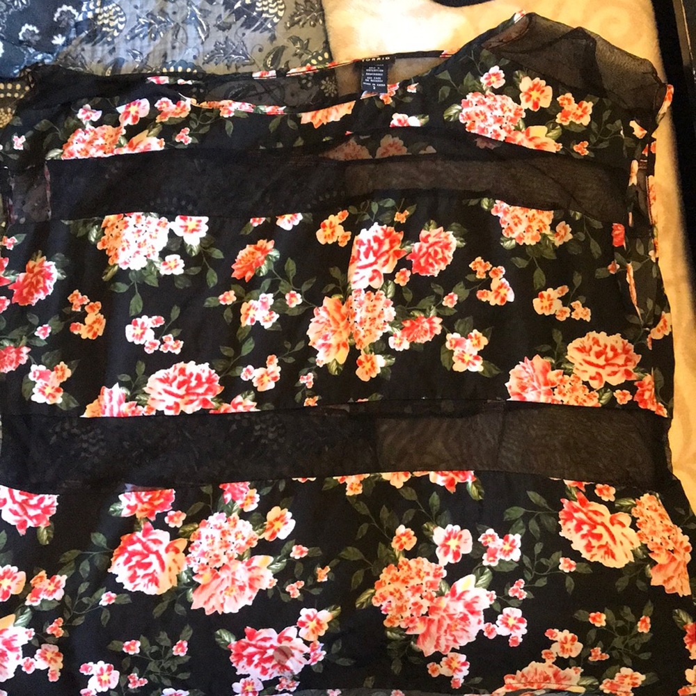 Floral Blouse with See through mesh